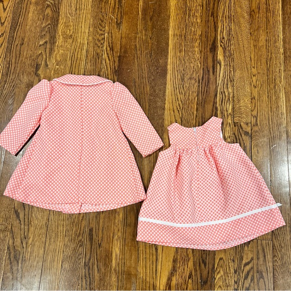 MACYS • IRIS & IVY coral pink polka dot bow dress with matching jacket 12 Months - Picture 7 of 8